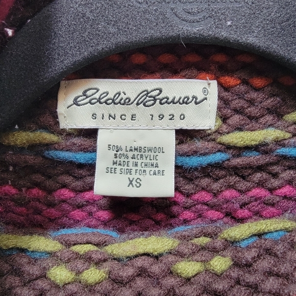 Eddie Bauer 50% Lambswool Multicolor Patterned Women's Sweater Size XS - Picture 3 of 3